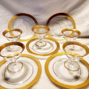 Bellissimi set di piatti snack incrostati in oro 24K vintage