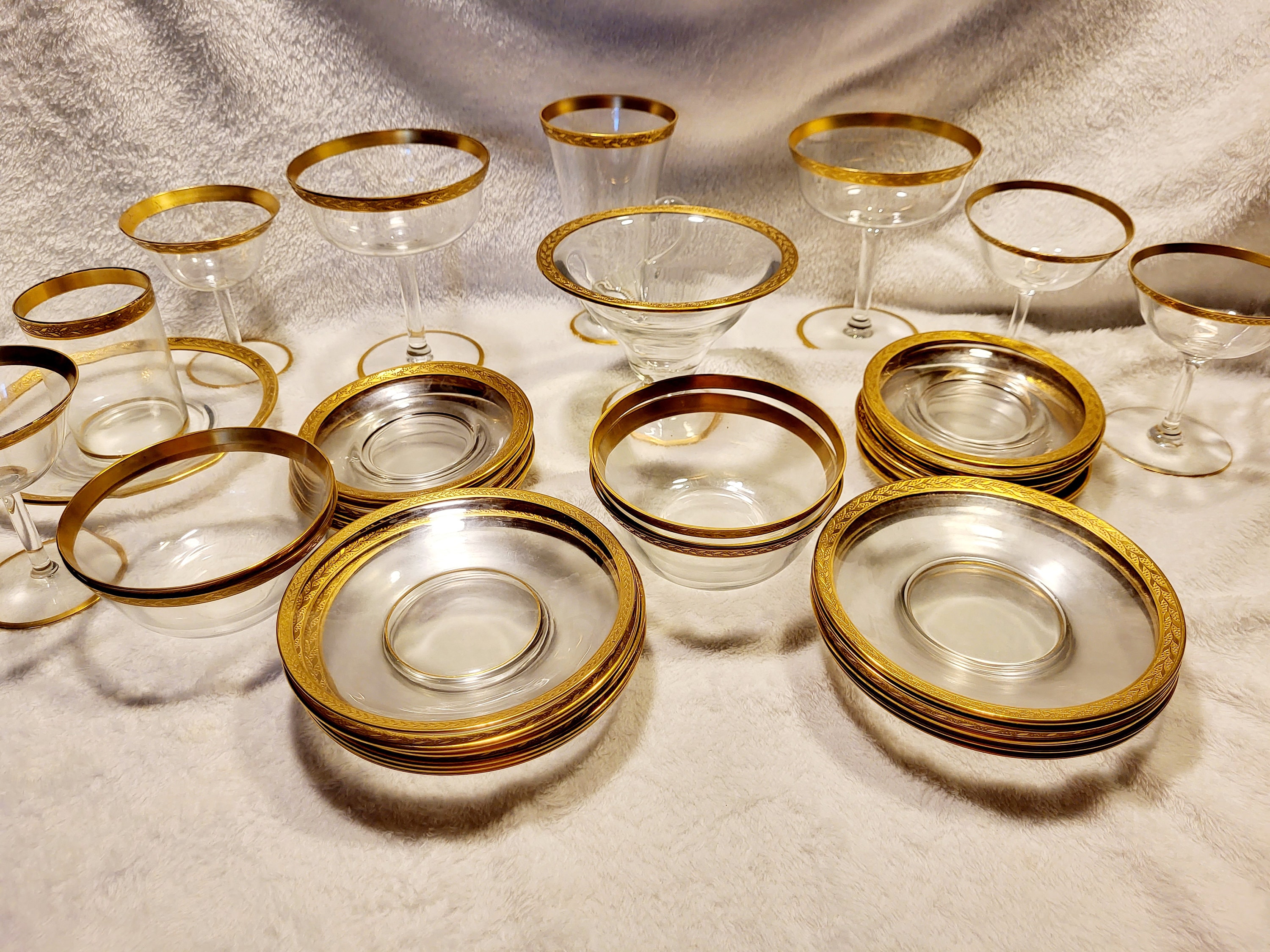 Beautiful Vintage 24K Gold Encrusted Franciscan Tiffin China in