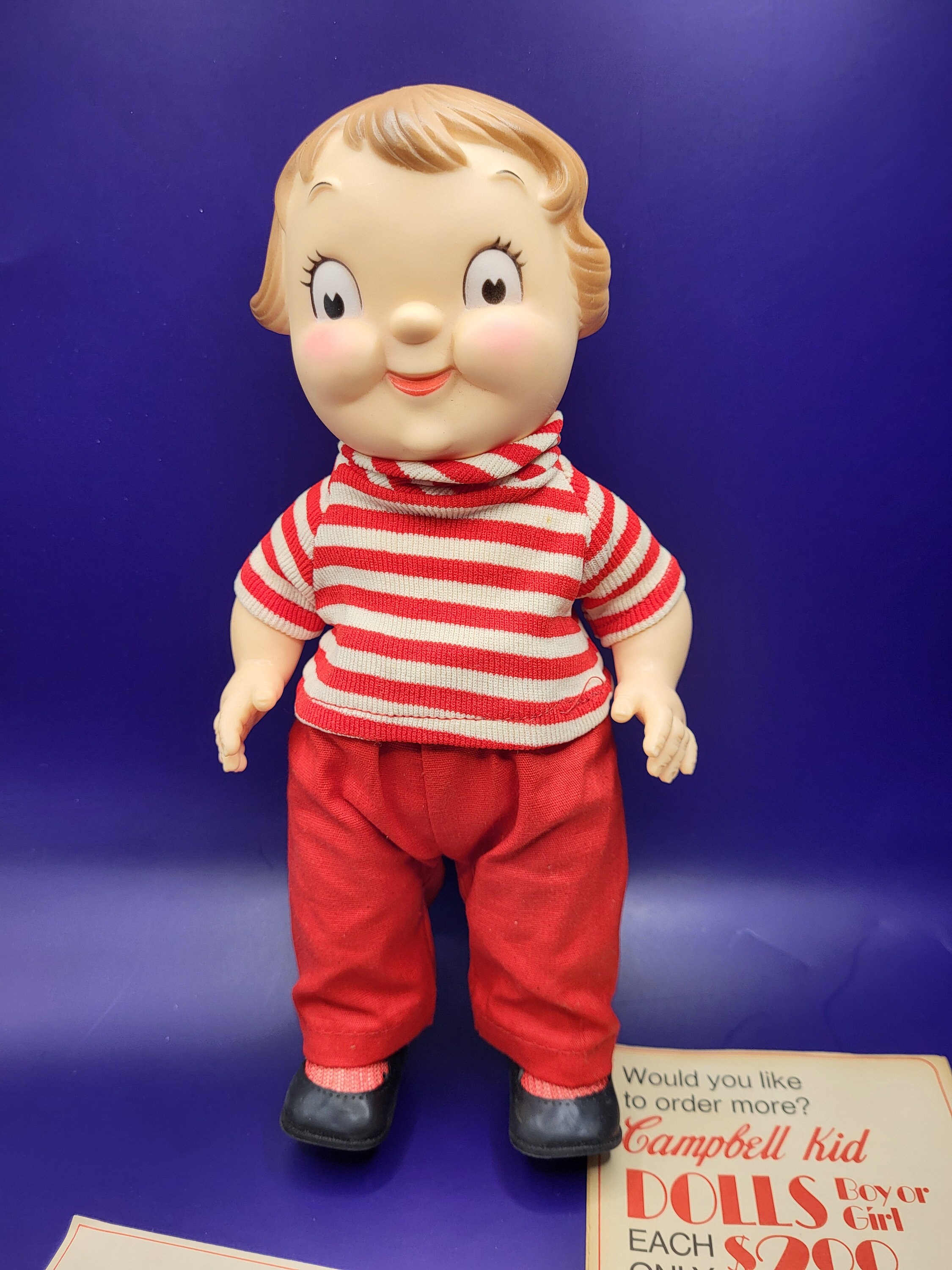 Vintage 1970's Campbell's Soup Rubber Boy Doll With Paperwork and