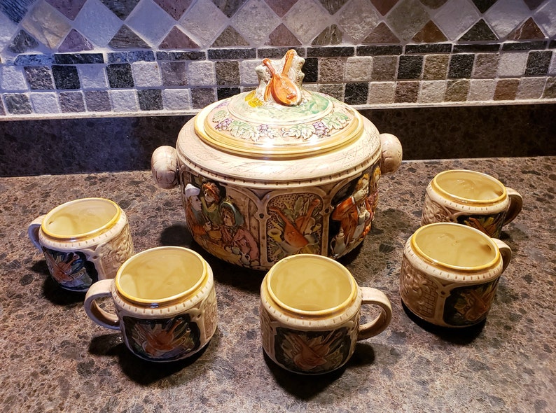 Vintage German Punch Bowl and Glass Set Etsy