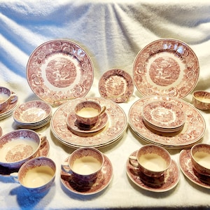 Choice of Vintage Arabia of Finland Landscape Red Willow Ware Transfer Ware China