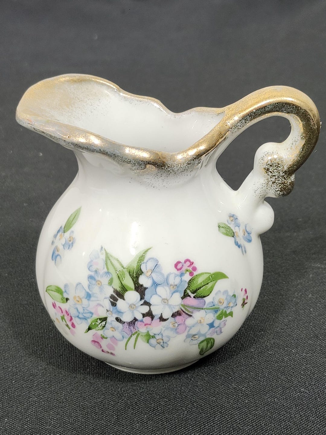 Vintage Watkins Japan Ceramic Creamer With Floral Panel and Gold
