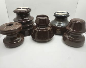 Choice of Vintage Brown Porcelain Insulators