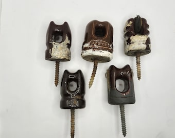 Set von 5 Vintage Schraubspitzen aus Porzellan