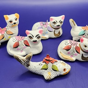 Choice of Vintage Tonala Mexican Pottery Folk Art Fish or Cat
