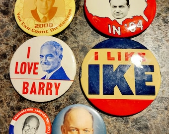 Choice of Vintage Political Button from Various Campaigns