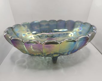 Vintage Indiana Glass Blue Carnival Glass Bowl