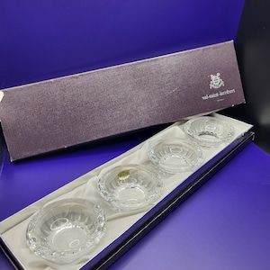 Vintage Val-Saint-Lambert Crystal Ashtray Set of 4 in Original Box (or Single)