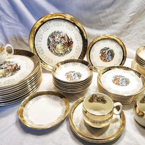 Choice of Vintage Sabin Crest-O-Gold 22K Gold-Rimmed China Piece