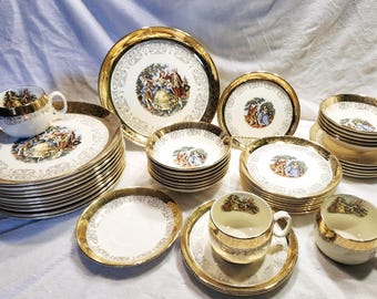 Choice of Vintage Sabin Crest-o-gold 22K Gold-rimmed China Piece