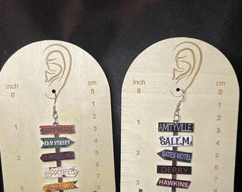 Horror Movie Street Sign Dangle Hypoallergenic Earrings