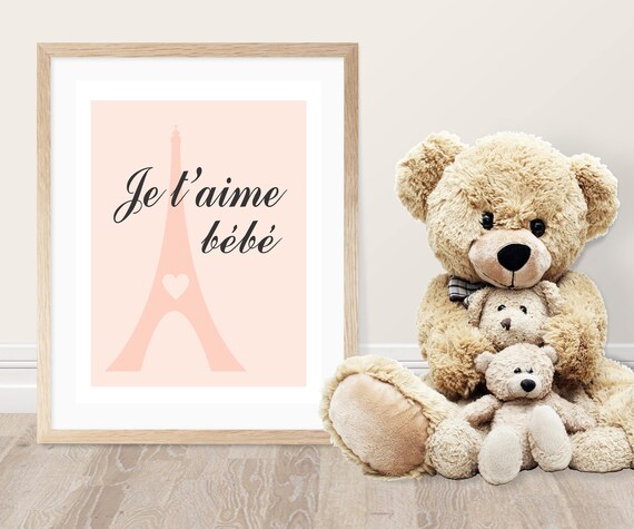 Baby Girl Nursery Wall Decor Je T Aime Bebe I Love You Etsy Baby Girl Nursery Wall Decor Je T Aime Bebe I Love You Etsy