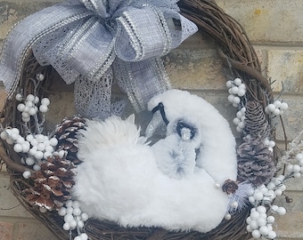 Swan Grapevine Winter Wreath