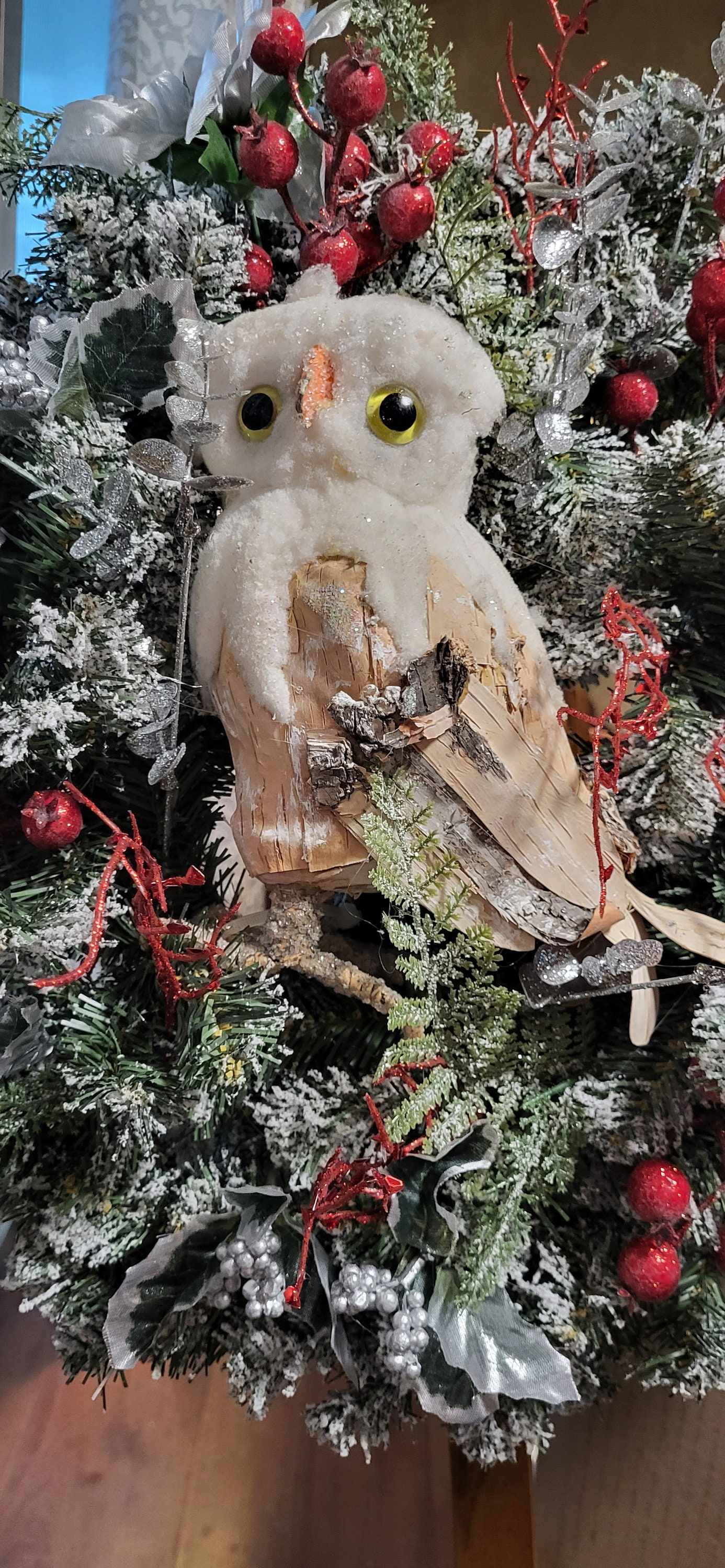 Winter Snow Owl Door Wreath Etsy
