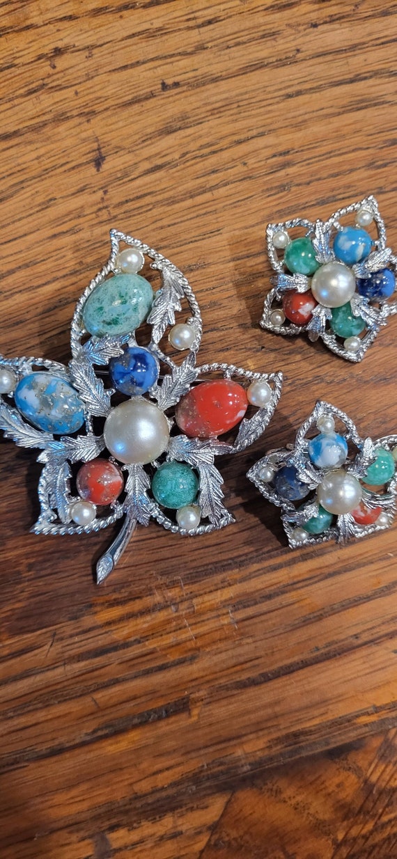 Vintage Sara Coventry Brooch Pin and matching Cli… - image 1