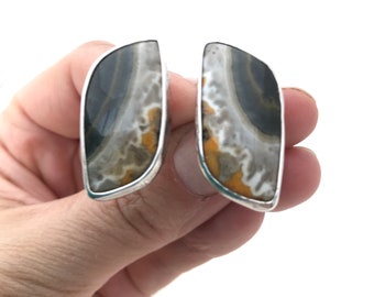 Mustard Jasper (Grey and Yellow) Mirror Cut Floating Ring