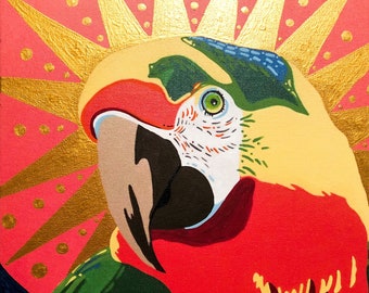 Parrot Messiah, original art on canvas