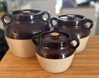Gorgeous Set of 3  Vintage Red Wing Bean Pots in Excellent Condition