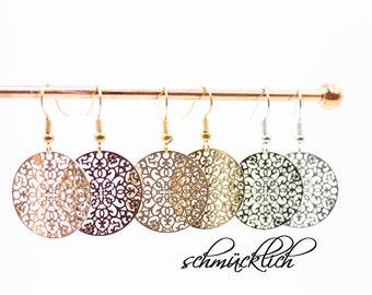 The finest boho earrings with mandala in silver or gold