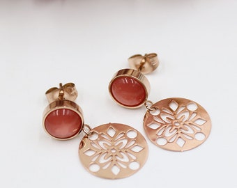 Pendientes de oro rosa con mandala