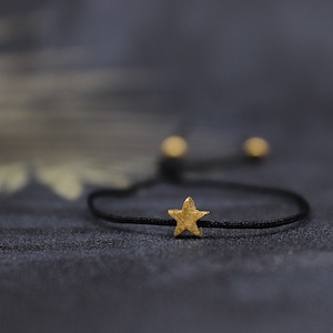 Echt Silber- Stern, zartes Armband in schwarz