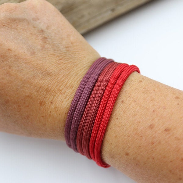 Segelseil- /Surferarmband (5 mm) in rot, rostrot oder weinrot