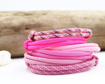 Sailing rope/surfer bracelet (5 mm) in pink and patterned