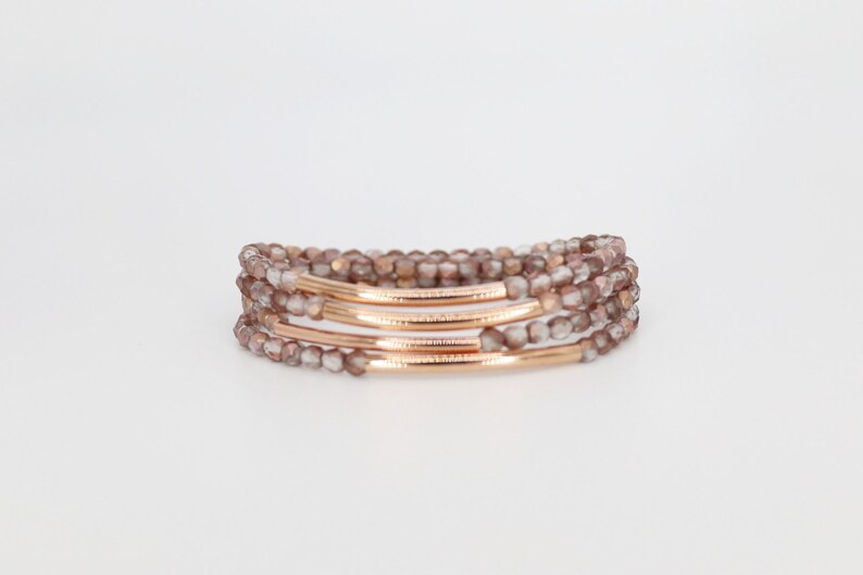 Glitzer Armbänder aus facettierten Glasperlchen in rosé/ roségold Bild 3