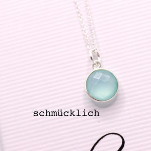 Corrente de âncora fina, prata verdadeira com calcedônia azul