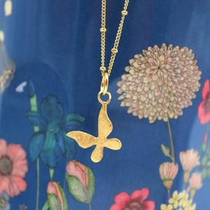 butterfly and chain, real silver gold plated