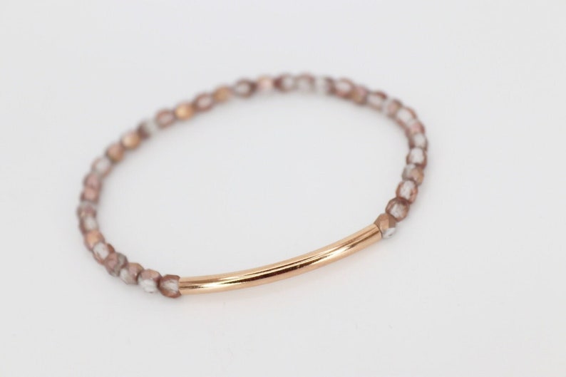 Glitzer Armbänder aus facettierten Glasperlchen in rosé/ roségold Bild 1