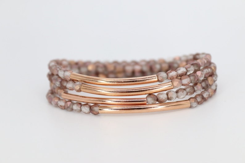 Glitzer Armbänder aus facettierten Glasperlchen in rosé/ roségold Bild 2