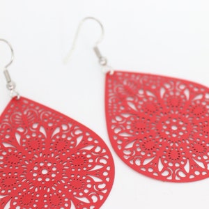 Romantic boho earrings in red