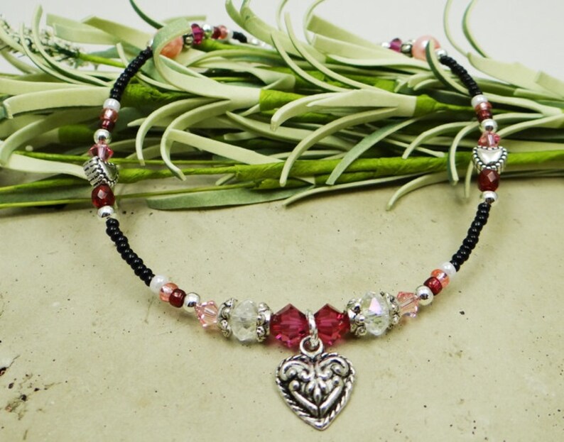 Anklet Ankle Bracelet Heart Anklet Valentines Day Heart Etsy