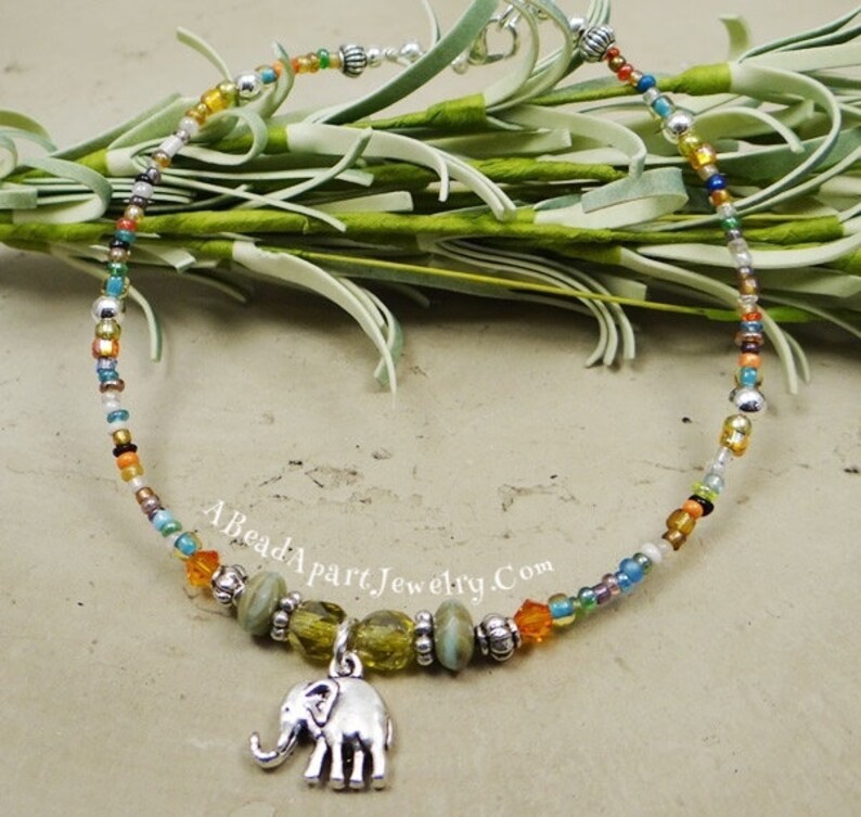 Anklet Ankle Bracelet Elephant Anklet Boho Anklet Beaded Etsy