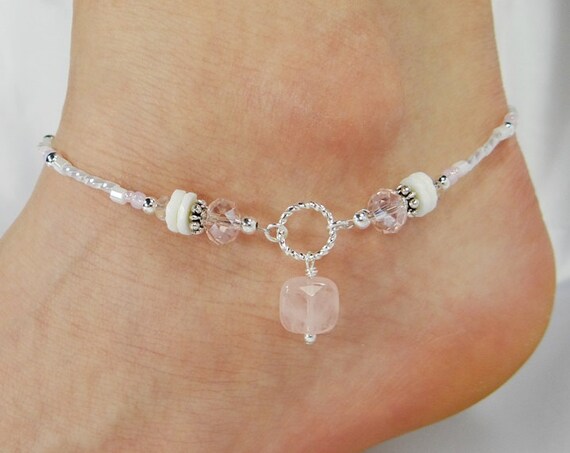 Rose quartz ankle bracelet Clearance