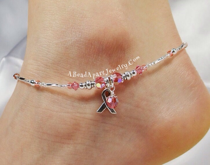 Anklet Ankle Bracelet Breast Cancer Awareness Ribbon Anklet | Etsy