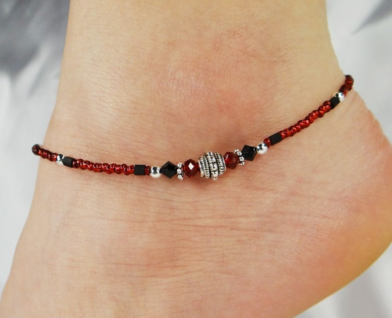 Anklet Ankle Bracelet Red Anklet Crystal Anklet Boho Anklet Etsy