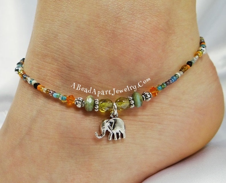 Anklet Ankle Bracelet Elephant Anklet Boho Anklet Beaded Etsy