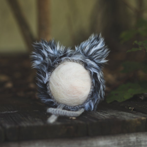 Newborn Fur Wolf Wild Thing Bonnet Photography Prop