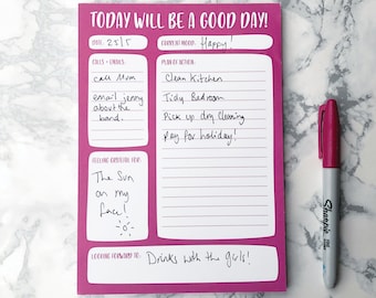 Daily to do planner, A5 tear off desk notepad - Today will be a good day
