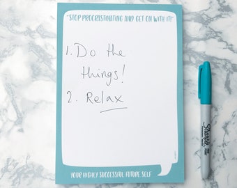 funny notepad for procrastinator, A5 tear off desk notepad - stop procrastinating and get on with it