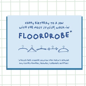 Funny 'Floordrobe' Birthday Card for Son