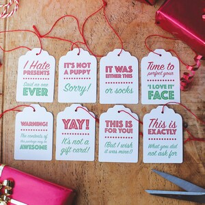 8 funny Christmas Gift Tags, Alternative honest holiday tags for Christmas gifts image 1