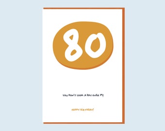 Funny 80th Birthday Card. Age 80 card.