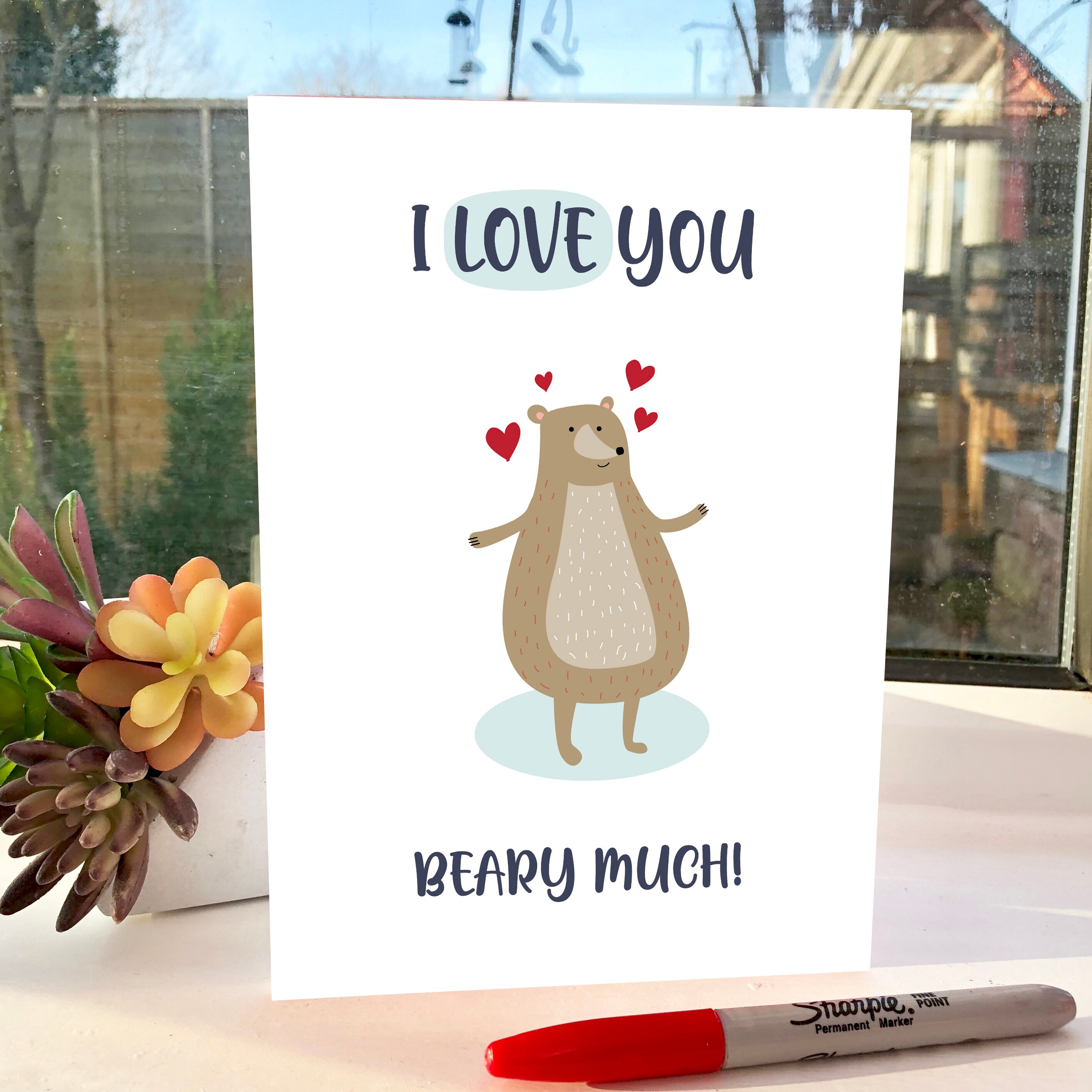 I love you beary much card card for mamma bear | Etsy