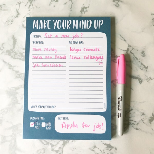 Make your mind up A5 tear off desk notepad - Decision decider notepad
