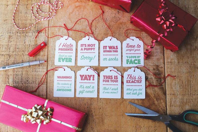 8 funny Christmas Gift Tags, Alternative honest holiday tags for Christmas gifts image 1