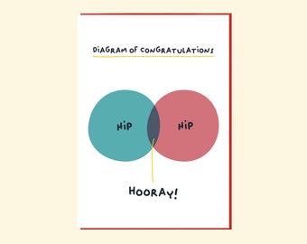 Hip Hip Hooray congratulations card, Venn diagram well done card