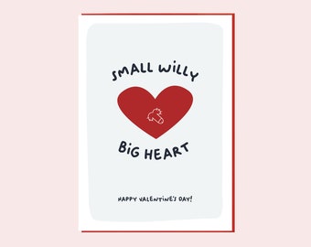 Funny Valentine card, small boobs big heart